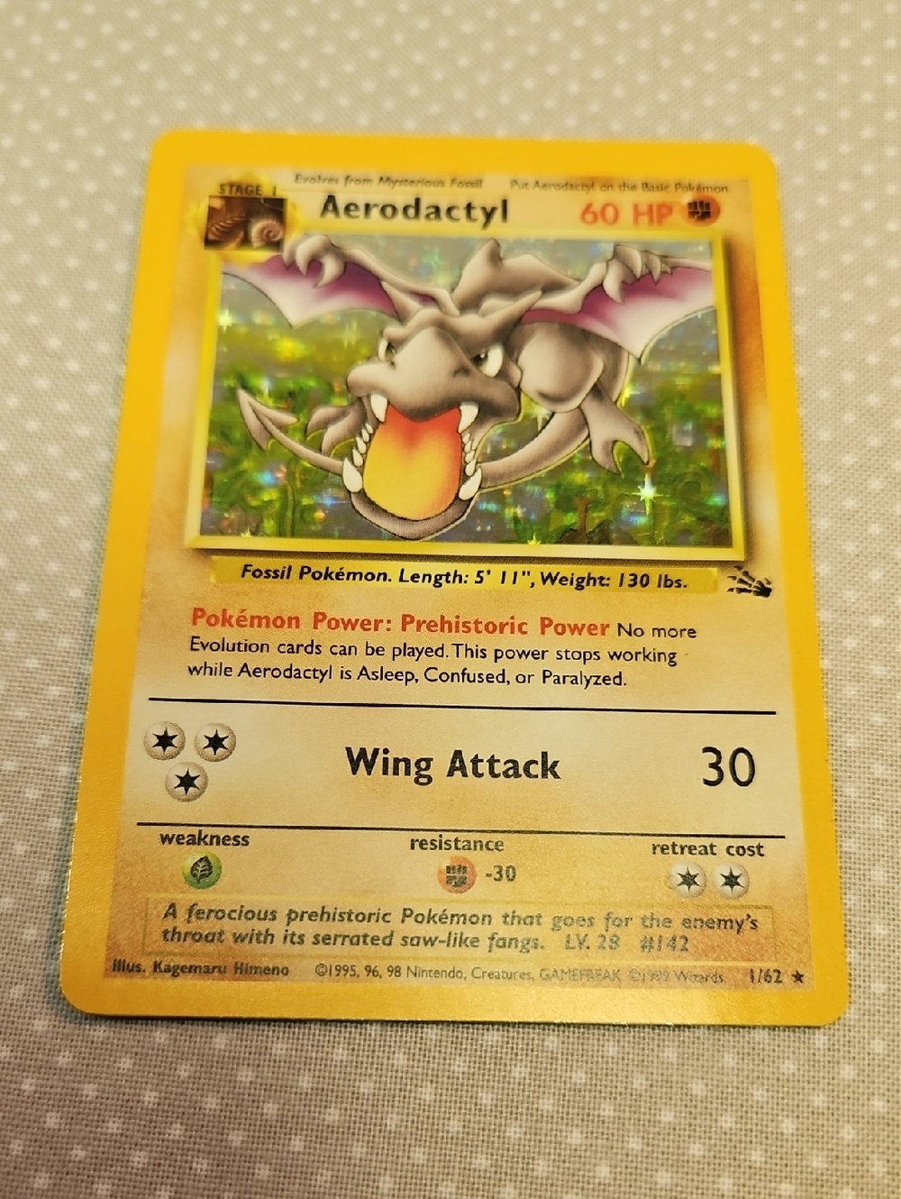1999 Pokemon Aerodactyl 1/62 Fossil Holo Lot 2